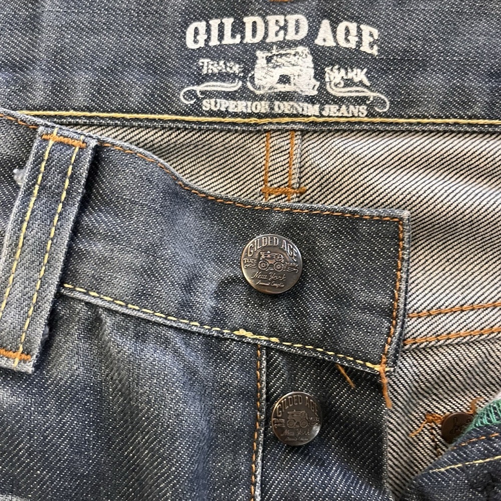 Gilded Age GA-1008Z Luxury Italian Denim Straight Leg 30x32 Green Stitch Accent - Picture 10 of 14